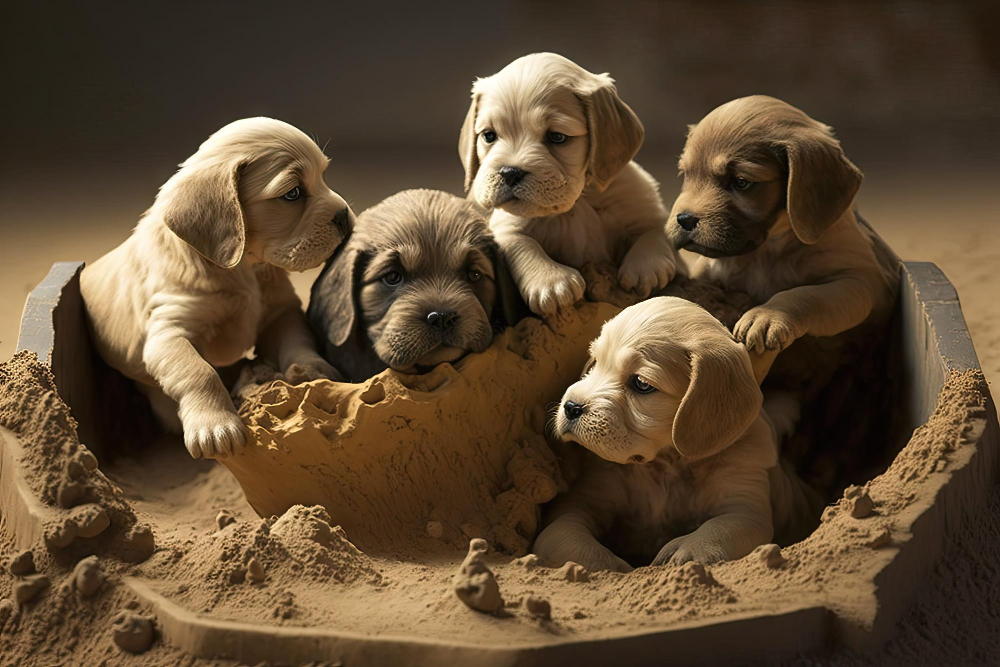 Dog in sandbox