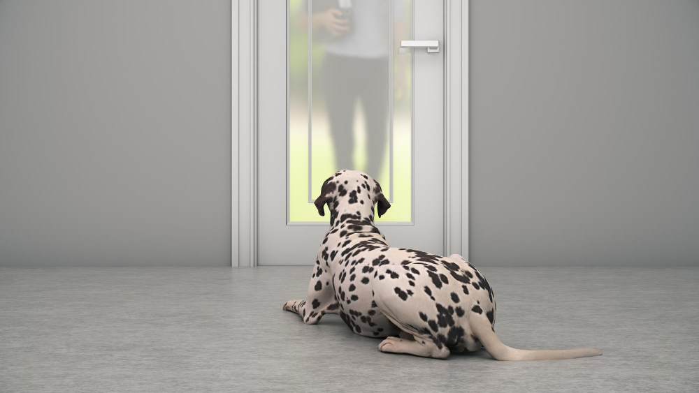 dog waiting near door