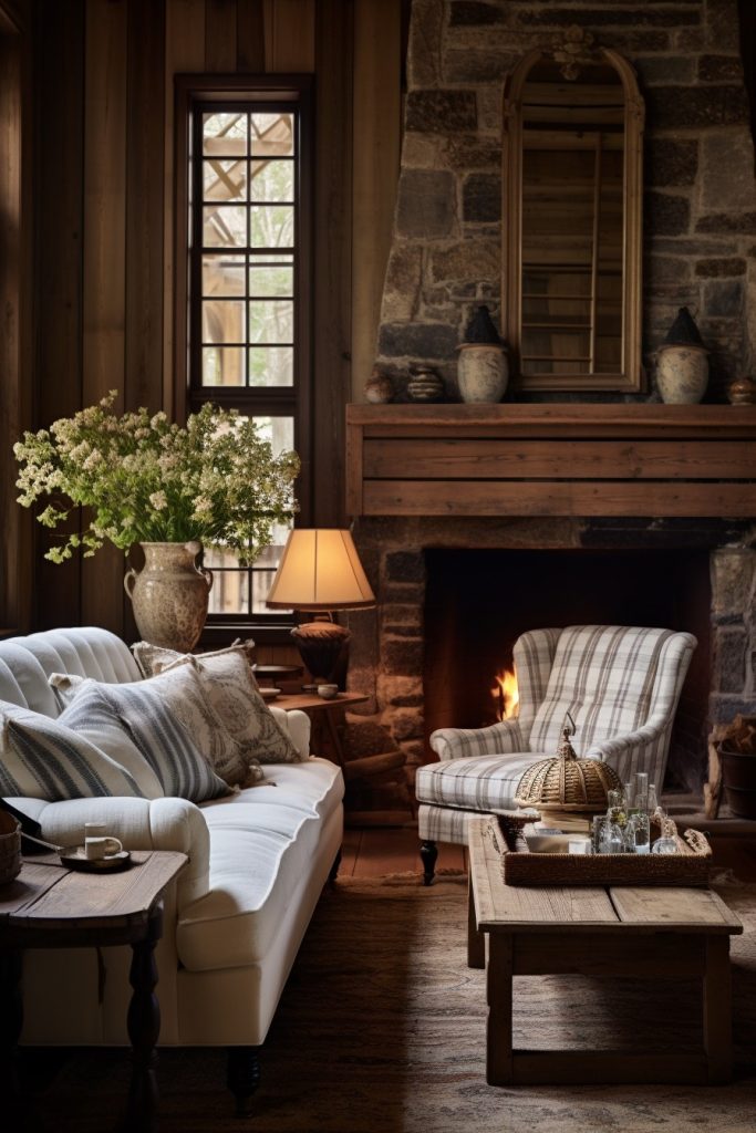 A Peaceful Portrayal of Hominess Charming Farmhouse Living Room --ar 2:3