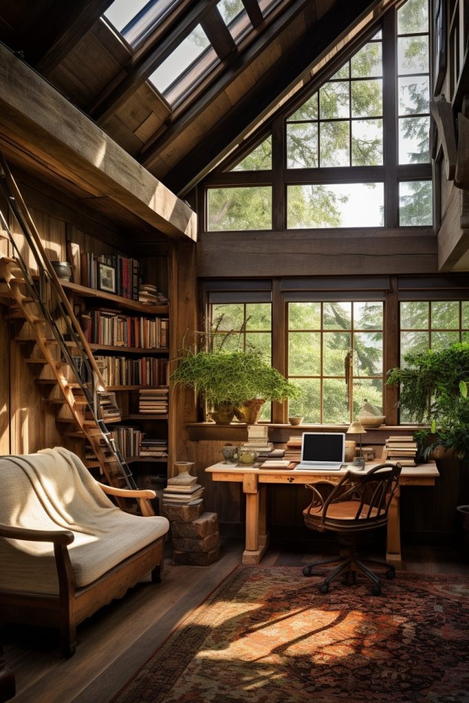 Adventureous and Mindful Charming Farmhouse Office --ar 2:3