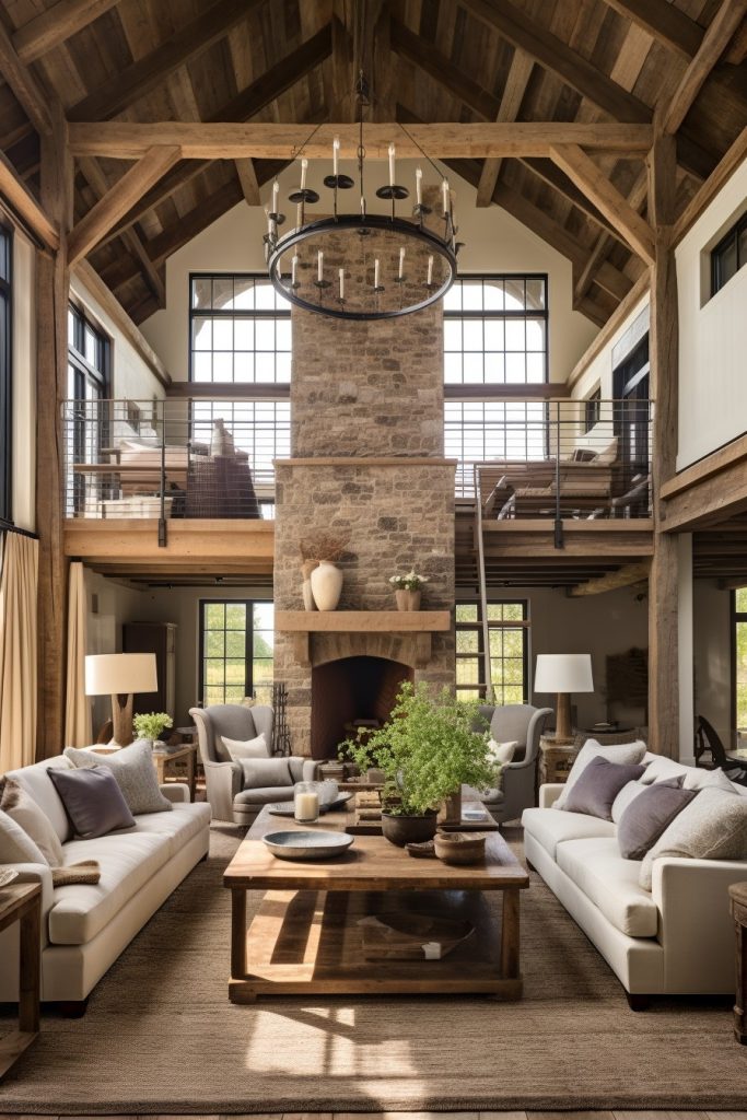 Barn-like Brilliance Charming Farmhouse Living Room --ar 2:3