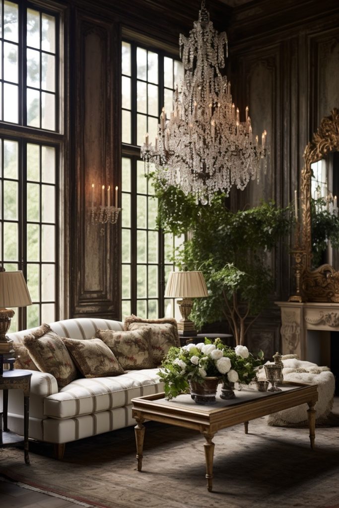 Baroque and Brilliant Charming Farmhouse Living Room --ar 2:3