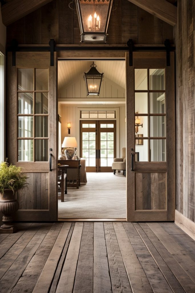 Beautiful Barn Doors Welcoming and Charming Farmhouse Entryway --ar 2:3 