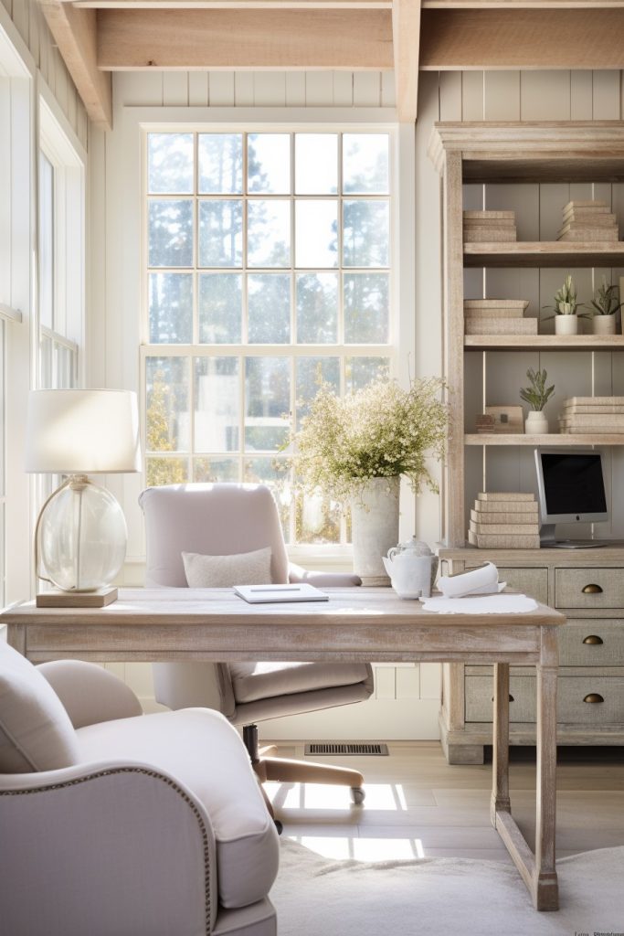 Bright and Beaming Charming Farmhouse Office --ar 2:3