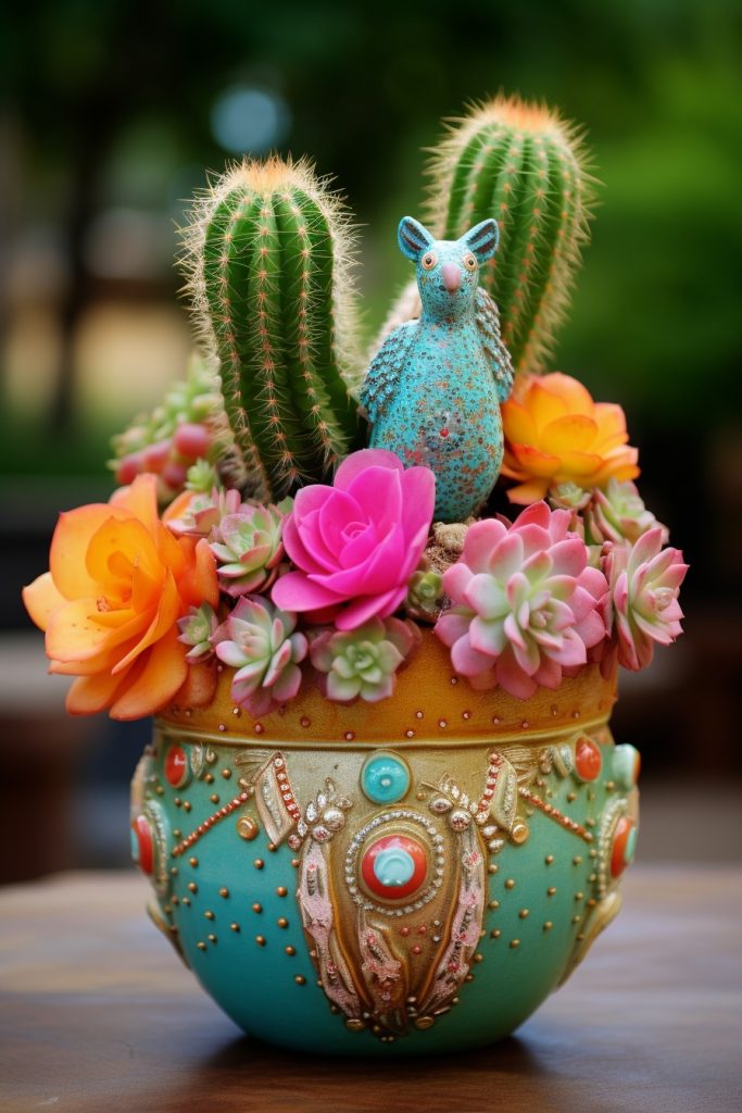 Cactus Flower Pot Fab California Chic Decor --ar 2:3