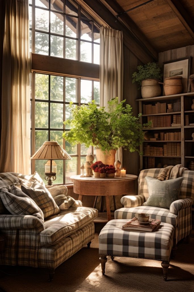 Charming and Comfortable Charming Farmhouse Living Room --ar 2:3