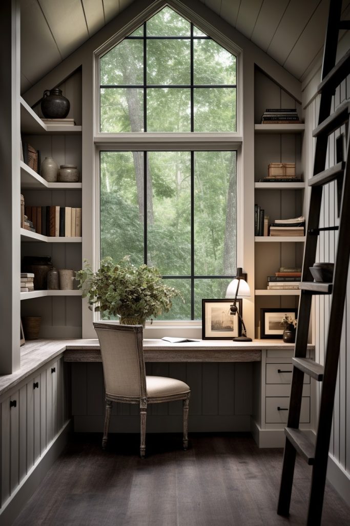 Compact and Flawless Charming Farmhouse Office --ar 2:3