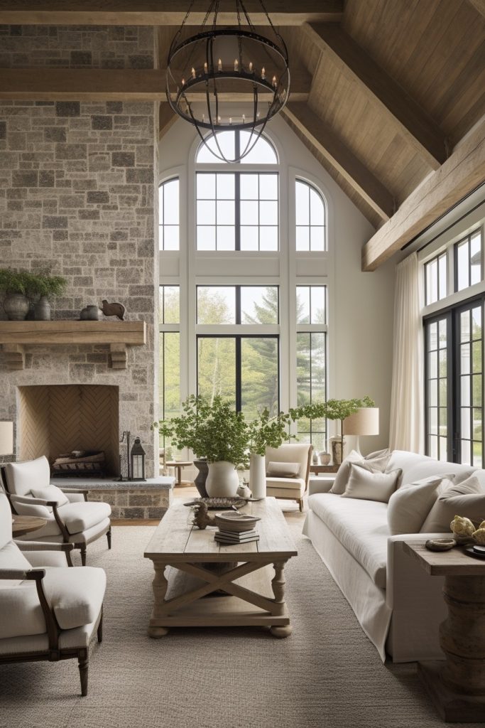 Contemporary Country Vibes Charming Farmhouse Living Room --ar 2:3