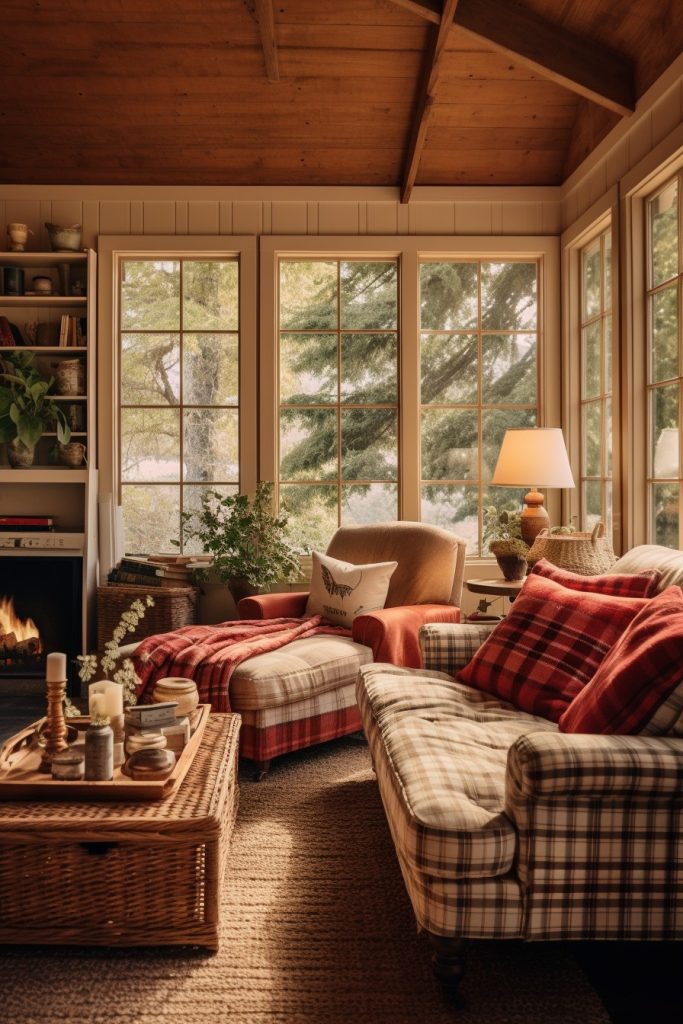 Cozy and Spacious Nook Charming Farmhouse Living Room --ar 2:3