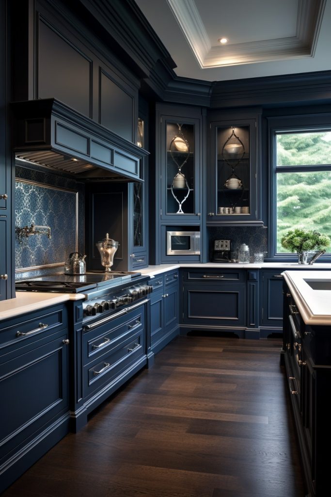 Dark Blue Kitchen Cabinets Blue Kitchen Cabinets --ar 2:3