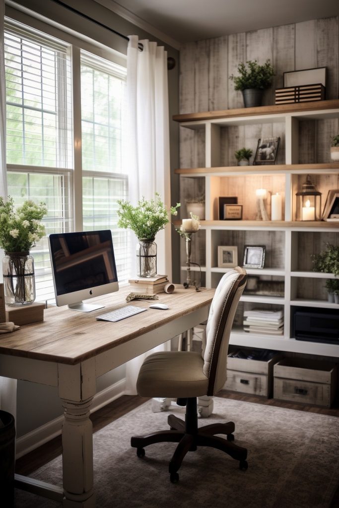 Decorative and Cute Charming Farmhouse Office --ar 2:3