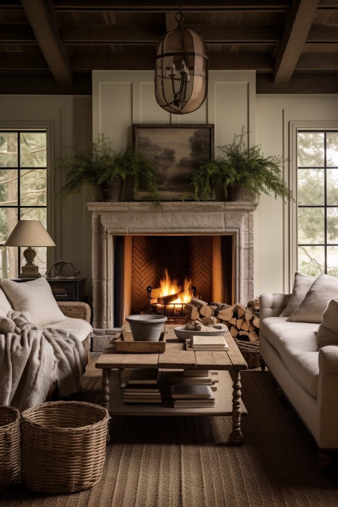 Dreamy and Inviting Charming Farmhouse Living Room --ar 2:3
