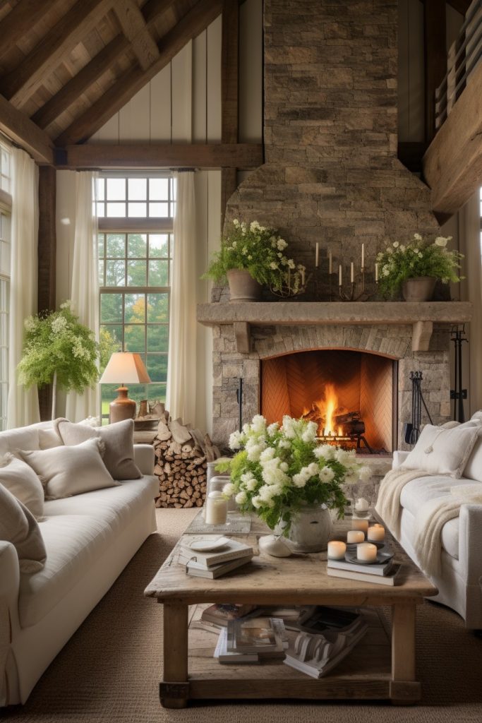 Enchanting and Picturesque Charming Farmhouse Living Room --ar 2:3