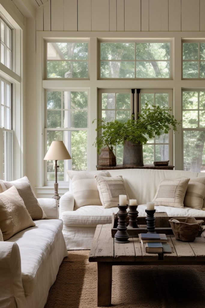 Enjoyable and Cozy Charming Farmhouse Living Room --ar 2:3