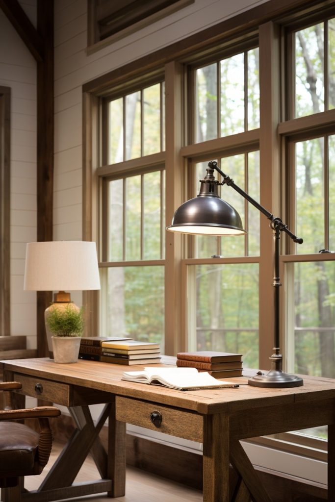 Farmhouse Lighting Charming Farmhouse Office --ar 2:3