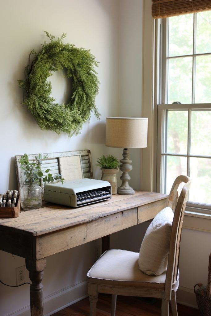 Farmhouse Wreath Charming Farmhouse Office --ar 2:3