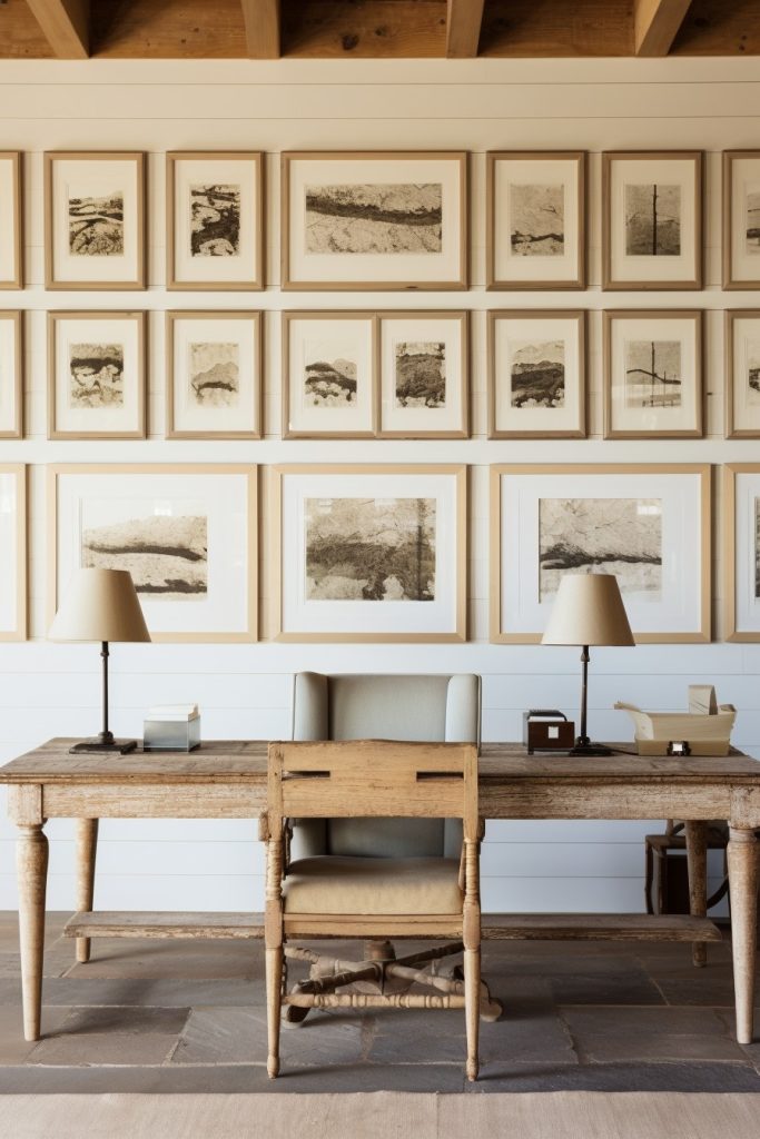 Gallery Wall Charming Farmhouse Office --ar 2:3