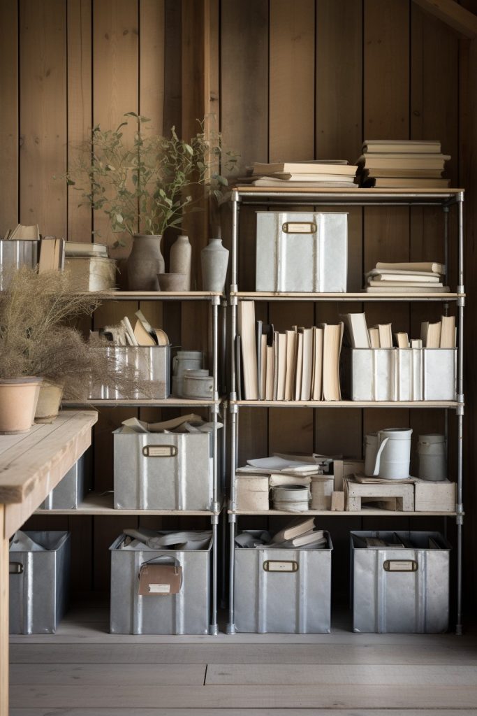 Galvanized Containers Charming Farmhouse Office --ar 2:3