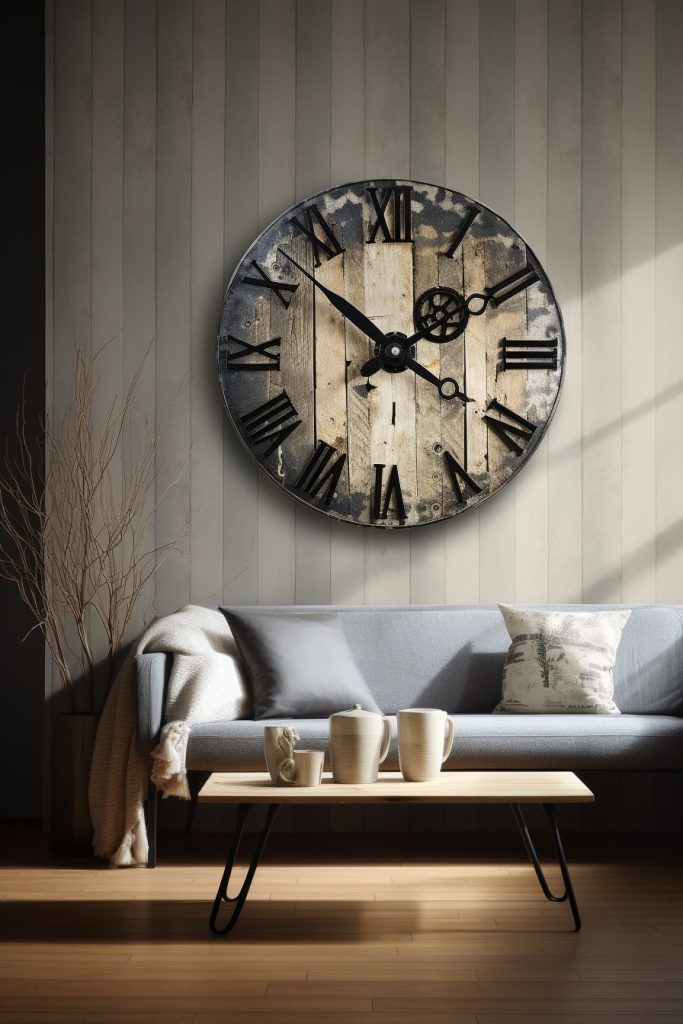 Large Wall Clock Charming Farmhouse Office --ar 2:3