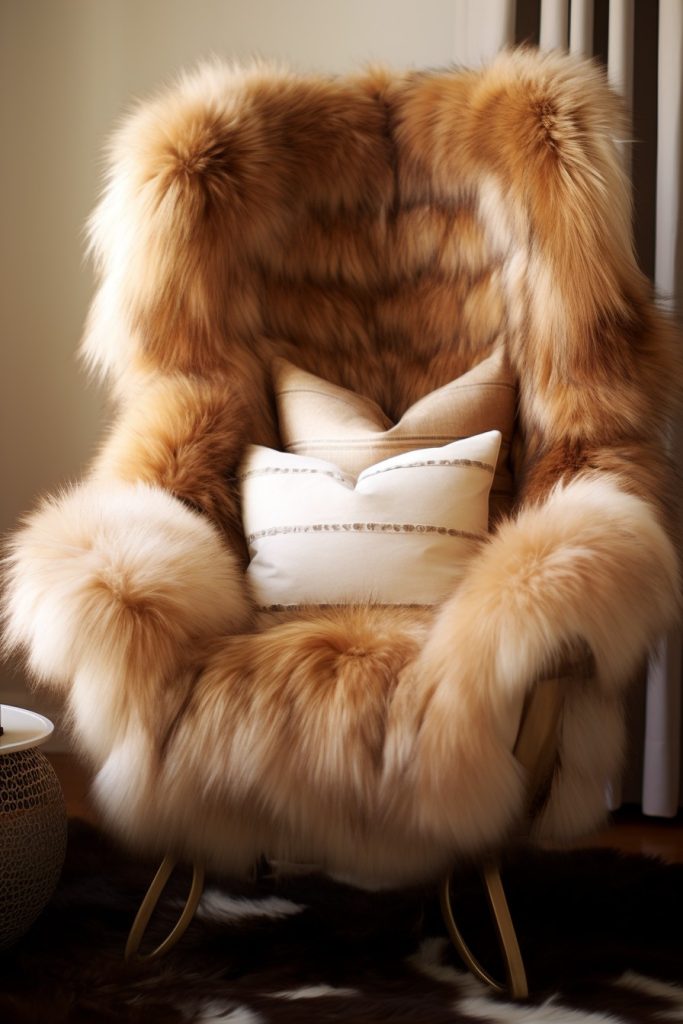 Leather Chair with Fur Cover Fab California Chic Decor --ar 2:3