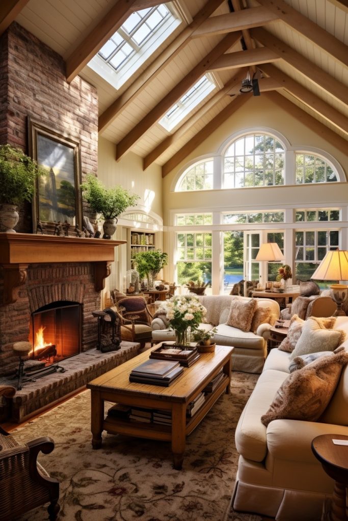 Lovely, Enjoyable and Cozy Charming Farmhouse Living Room --ar 2:3