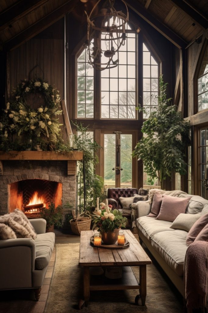 Majestically Inspiring Charming Farmhouse Living Room --ar 2:3