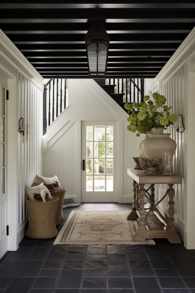 Monochromatic Marvelousness Welcoming and Charming Farmhouse Entryway --ar 2:3 