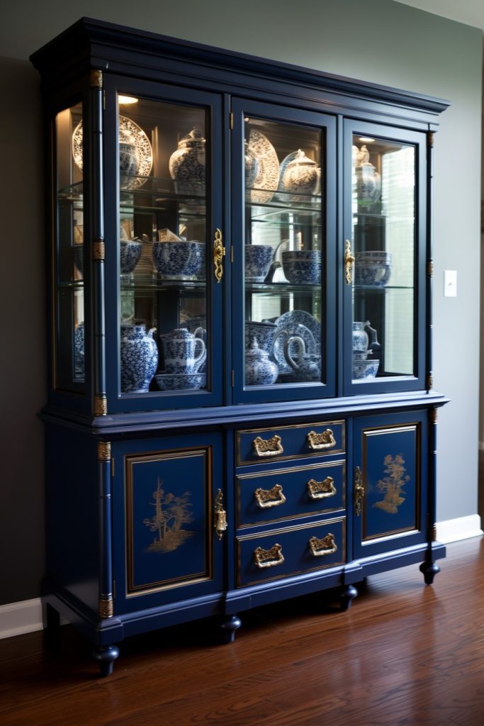Navy Blue China Cabinet Blue Kitchen Cabinets --ar 2:3