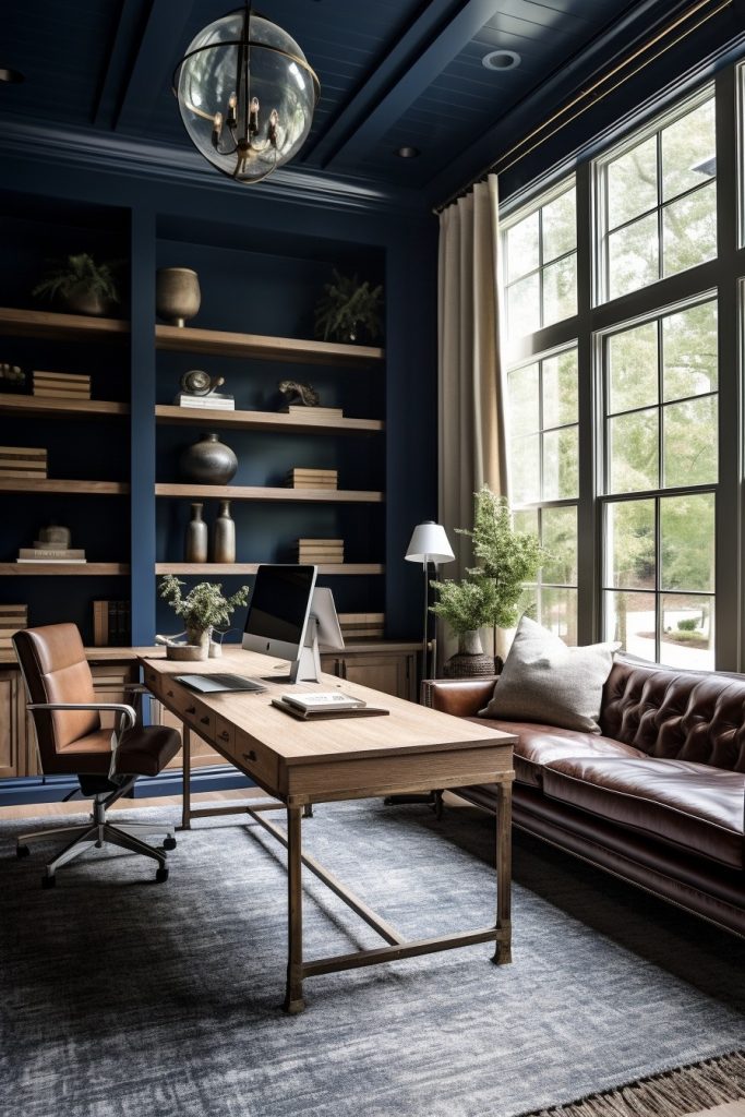 Navy and Urban Charming Farmhouse Office --ar 2:3