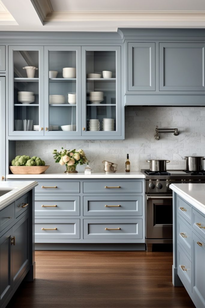 Neutral Blue and Grey Blue Kitchen Cabinets Blue Kitchen Cabinets --ar 2:3
