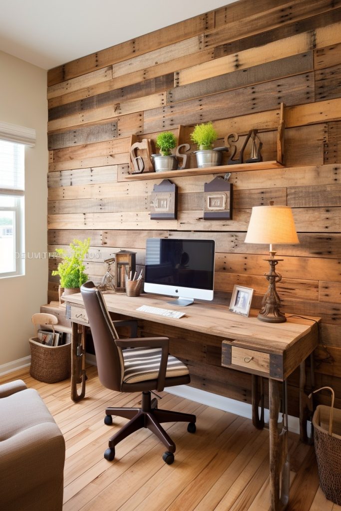 Pallet Artwork Charming Farmhouse Office --ar 2:3