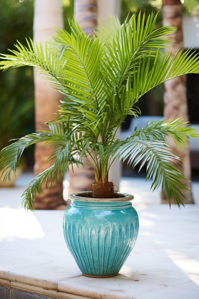 Palm Tree Pot Fab California Chic Decor --ar 2:3