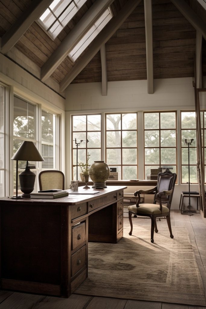 Perfectly Balanced Office Charming Farmhouse Office --ar 2:3