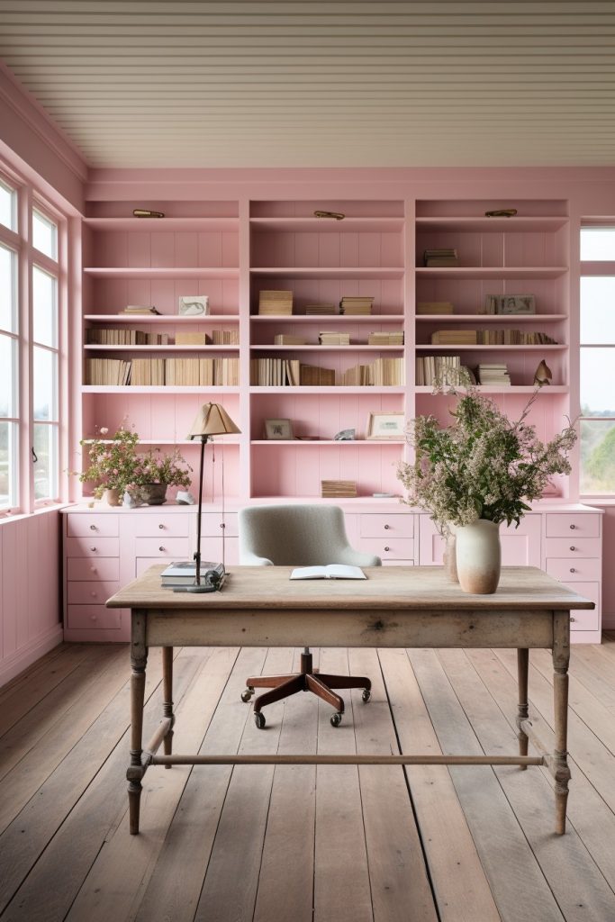 Pink Meets Perfect Charming Farmhouse Office --ar 2:3