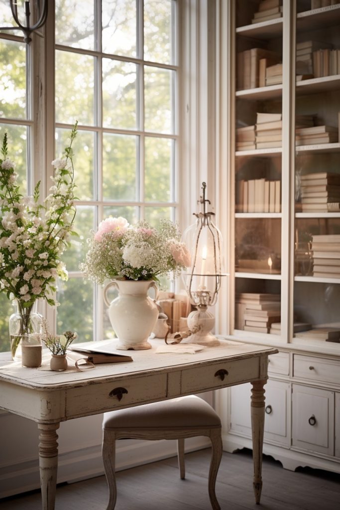 Posh and Delicate Charming Farmhouse Office --ar 2:3