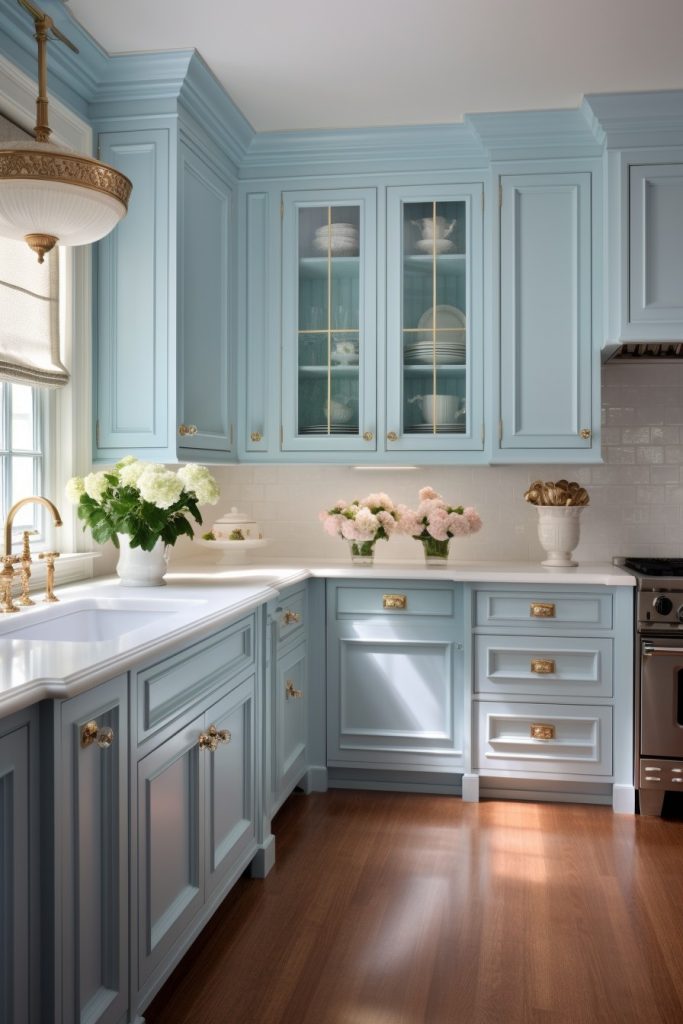 Powder Blue Colors Blue Kitchen Cabinets --ar 2:3