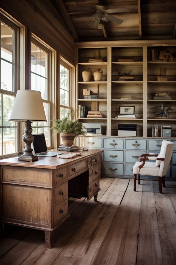 Pretty and Rustic Charming Farmhouse Office --ar 2:3