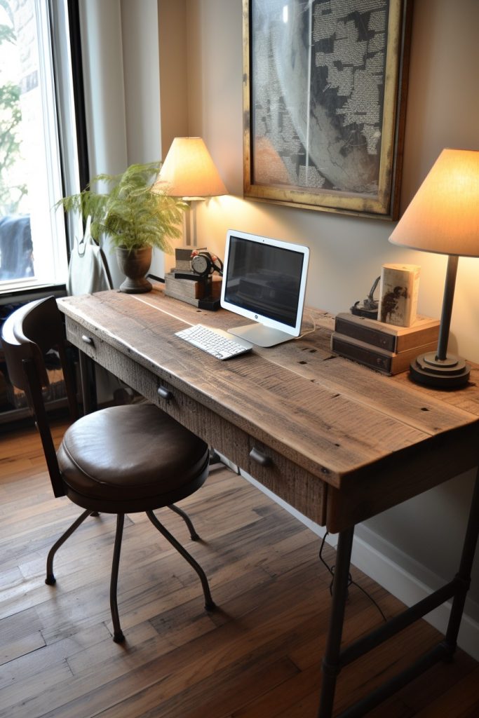 Reclaimed Wood Desk Charming Farmhouse Office --ar 2:3