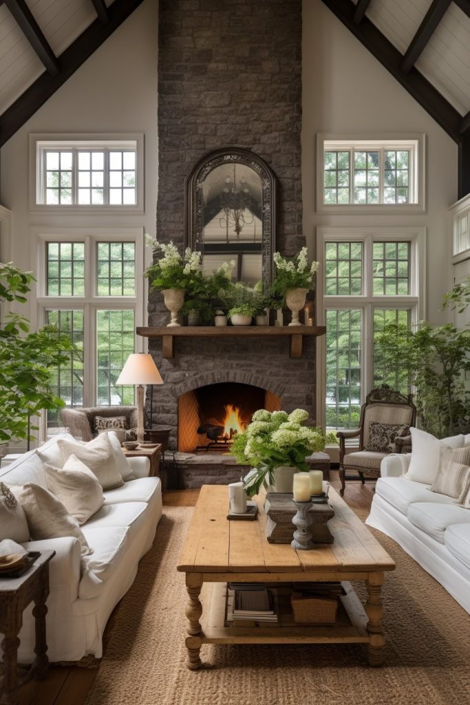 Refreshing and Stylish Charming Farmhouse Living Room --ar 2:3