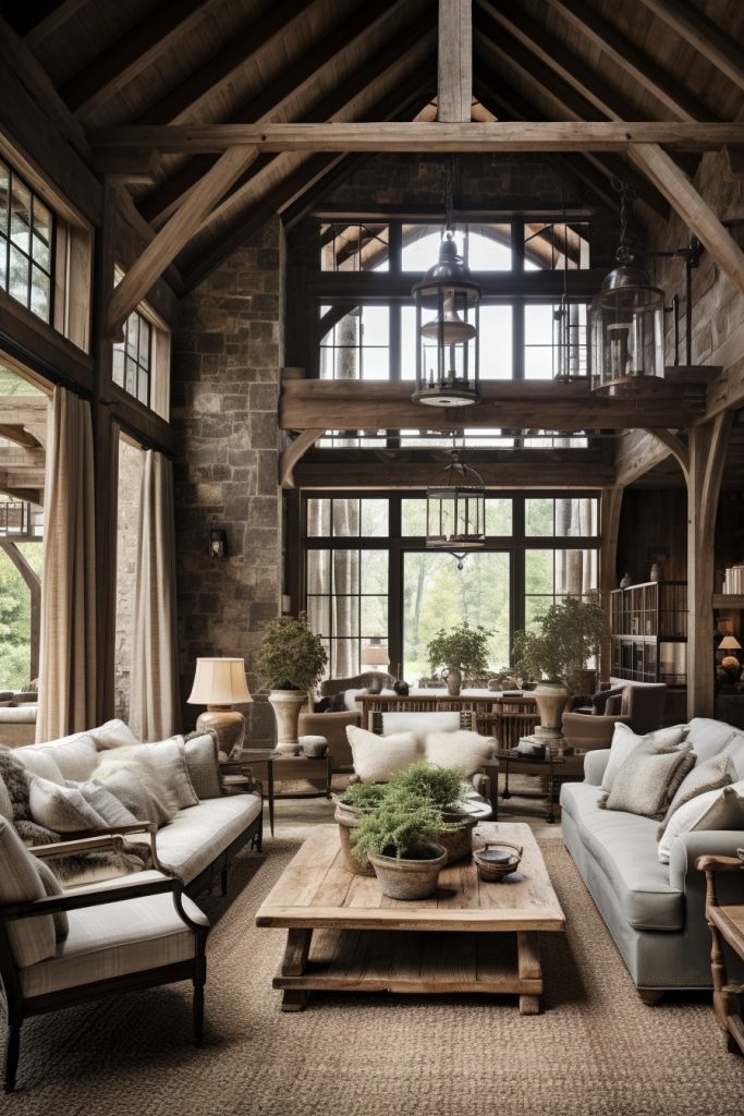 Remarkably Rustic Charming Farmhouse Living Room --ar 2:3