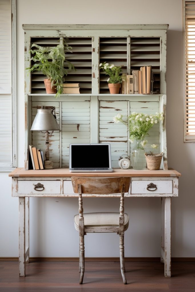 Repurposed Desk Charming Farmhouse Office --ar 2:3