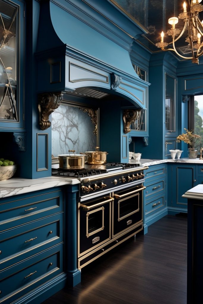 Rich Cabinet Colors Blue Kitchen Cabinets --ar 2:3