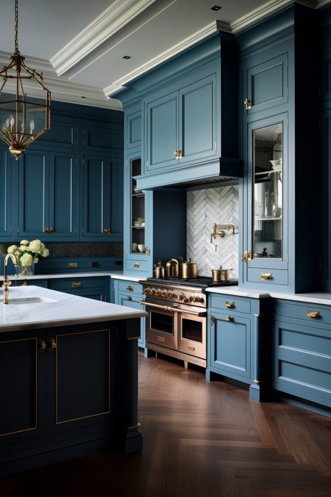 Sectional Blues Blue Kitchen Cabinets --ar 2:3