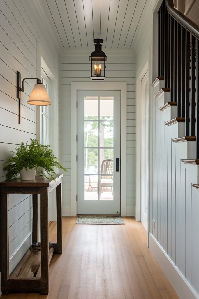 Sensational Shiplap Wall Welcoming and Charming Farmhouse Entryway --ar 2:3