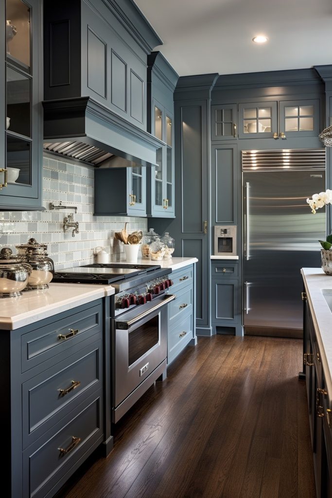 Slate Blue Walls and Cabinets Blue Kitchen Cabinets --ar 2:3