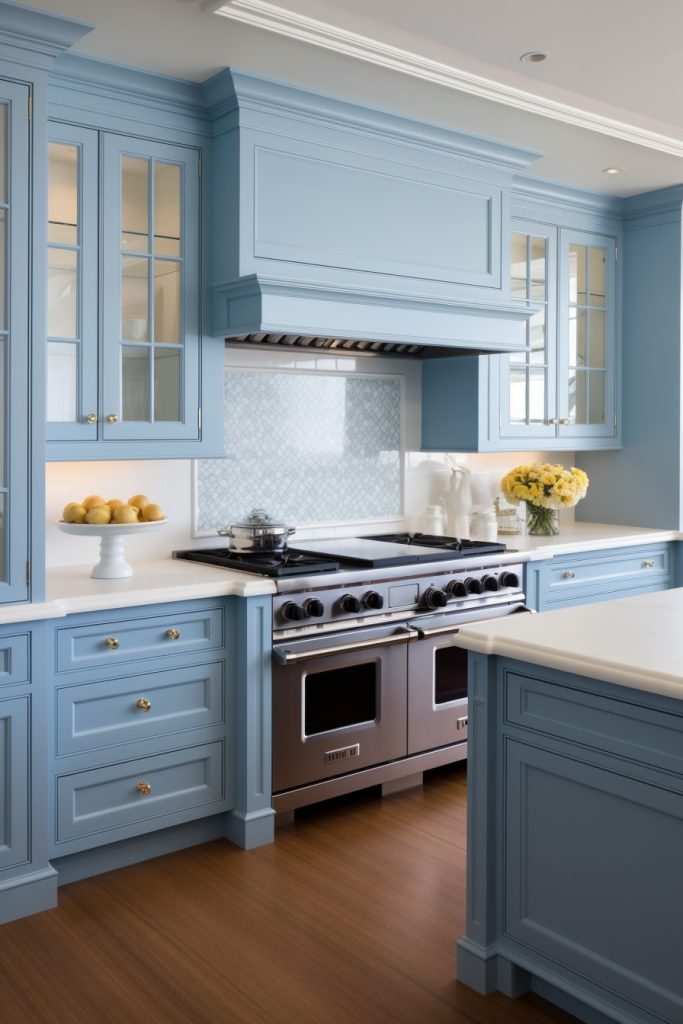 Soft Blue Styles Blue Kitchen Cabinets --ar 2:3