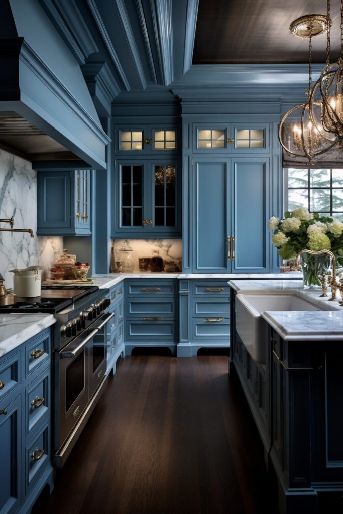 Sophisticated Blue Styles Blue Kitchen Cabinets --ar 2:3