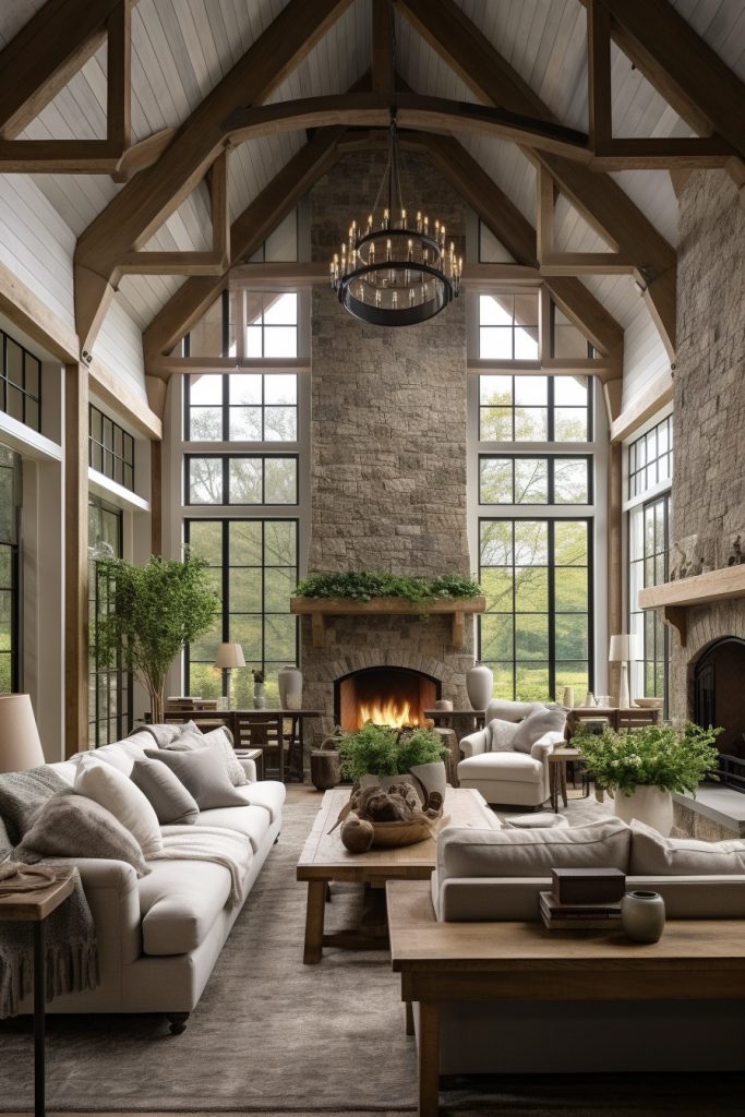 Soul-stirring Serenity Charming Farmhouse Living Room --ar 2:3