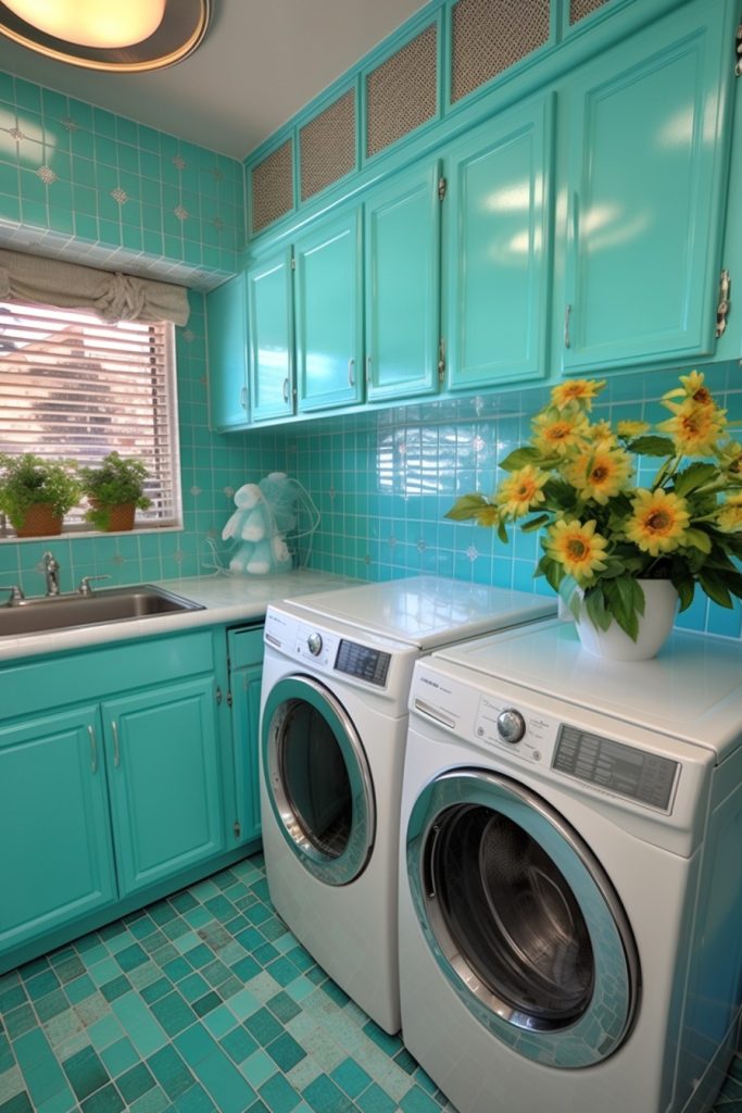 Turquoise Tile Fabulous Laundry Room Decor --ar 2:3