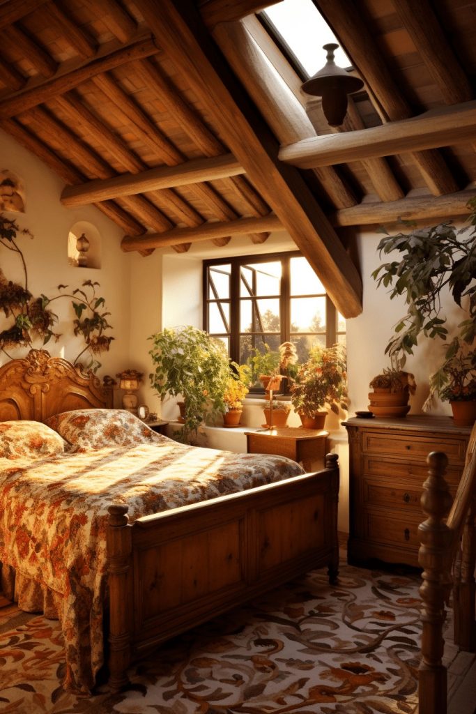 Tuscan Attic Bedroom Rustic Italian Decor --ar 2:3